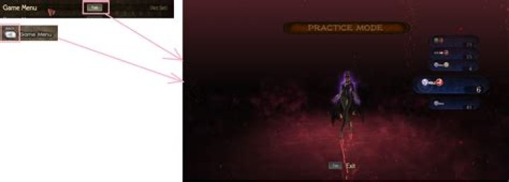 Bayonetta - Enter practice mode