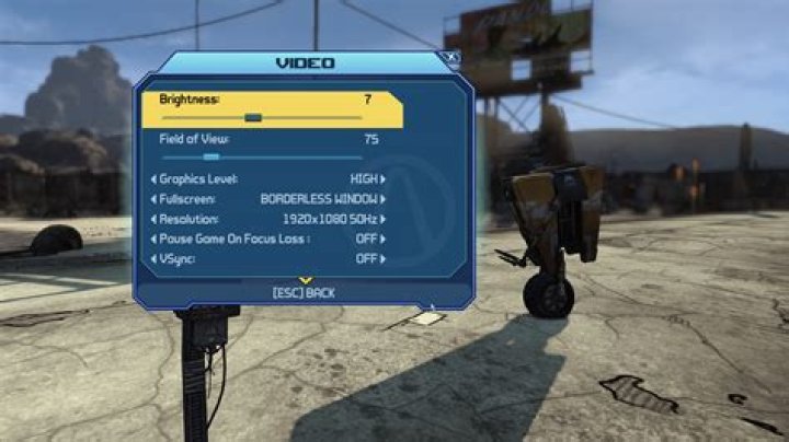Borderlands GOTY Video options