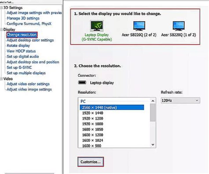 Change resolution