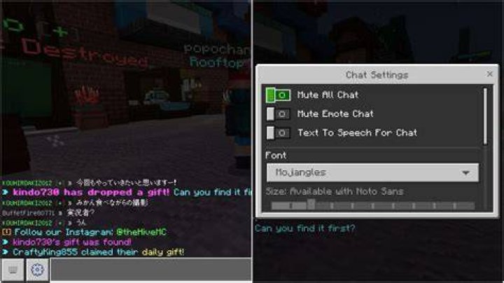Chat in Minecraft PS4 Edition