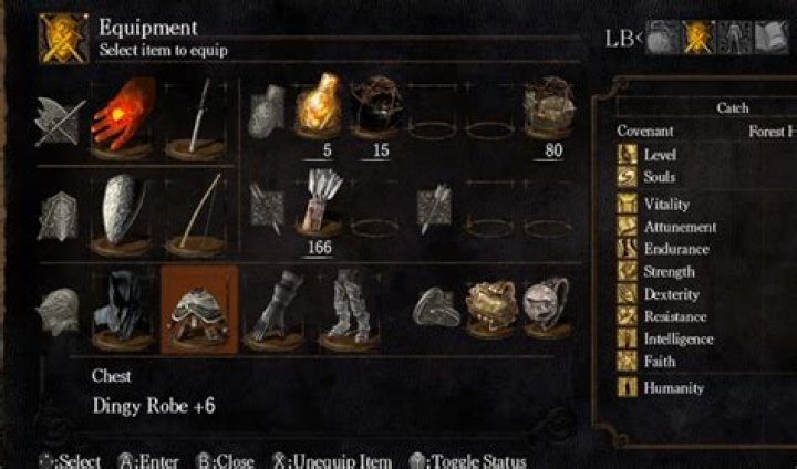 Dark Souls equipment screen screenshot