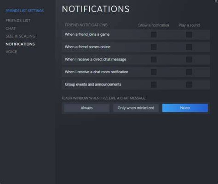 Disable Steam notifications in-game only