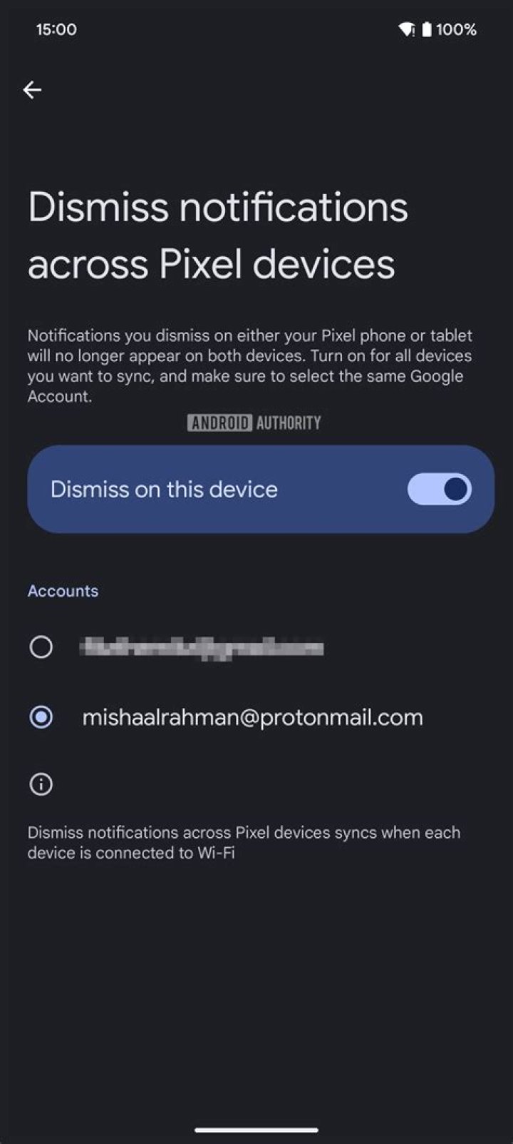 dismiss menu option
