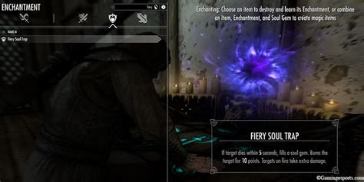 Does the 'Fiery Soul Trap' enchantment's Soul Trap effect work properly on certain enchant-able weapons with unique properties?