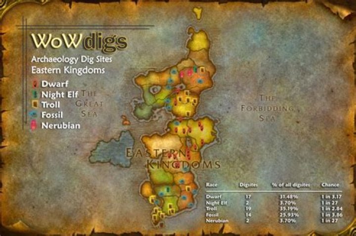 Eastern Kingdoms map with digsites