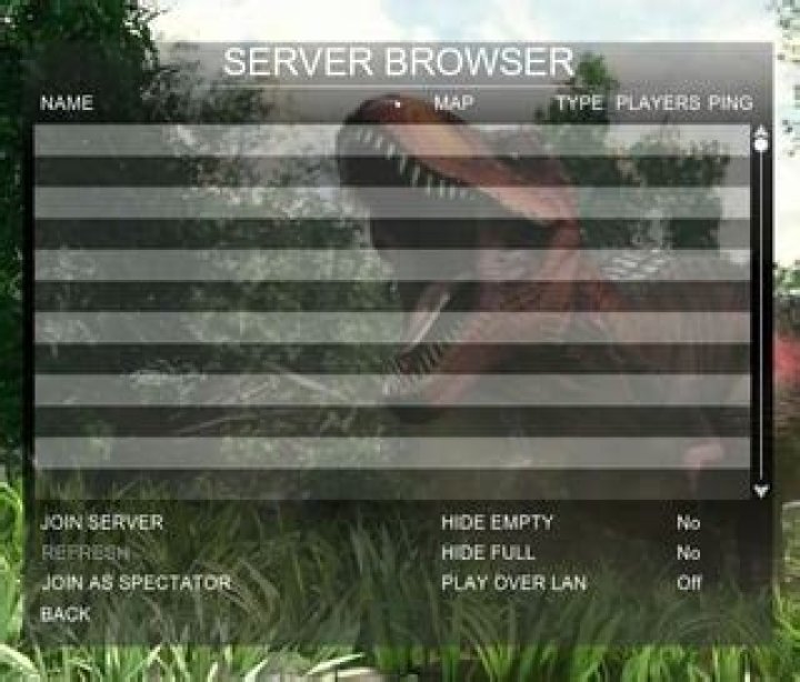 Empty Primal Carnage server browser