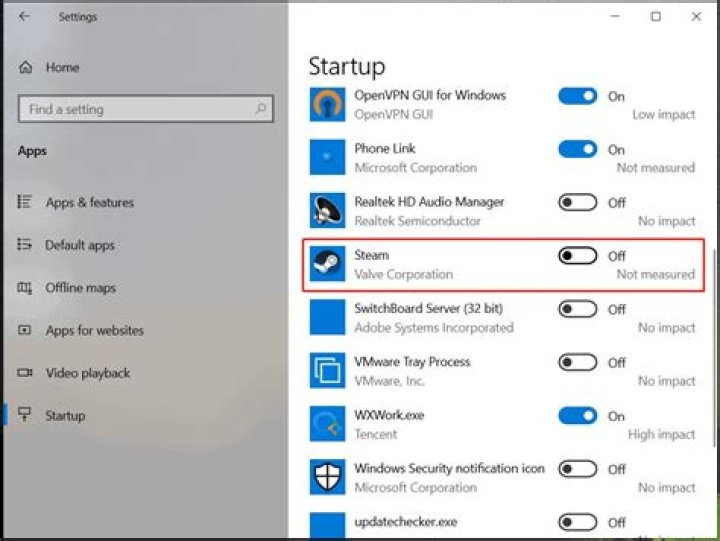 How can I disable Steam from starting up with Windows without logging in to Steam?