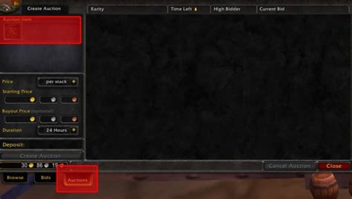 How do I sell items at the auction house in WOW?