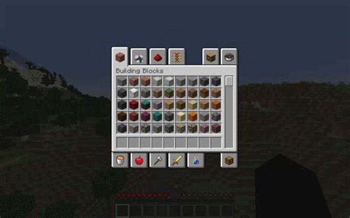 Screenshot of open creative inventory on PC.