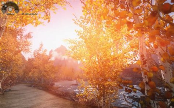 Screenshot of TESV:Skyrim, showing wide space and obvious item fade out