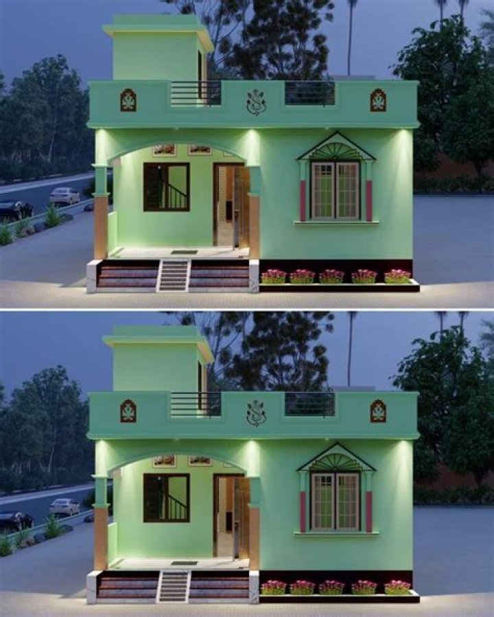 The house (multiple pictures combined to fit the full house in)