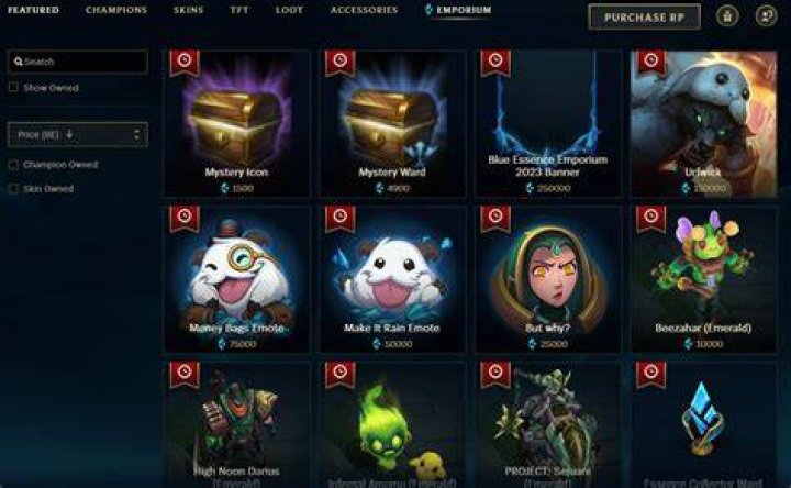 The LoL store, where you can buy Riot Points