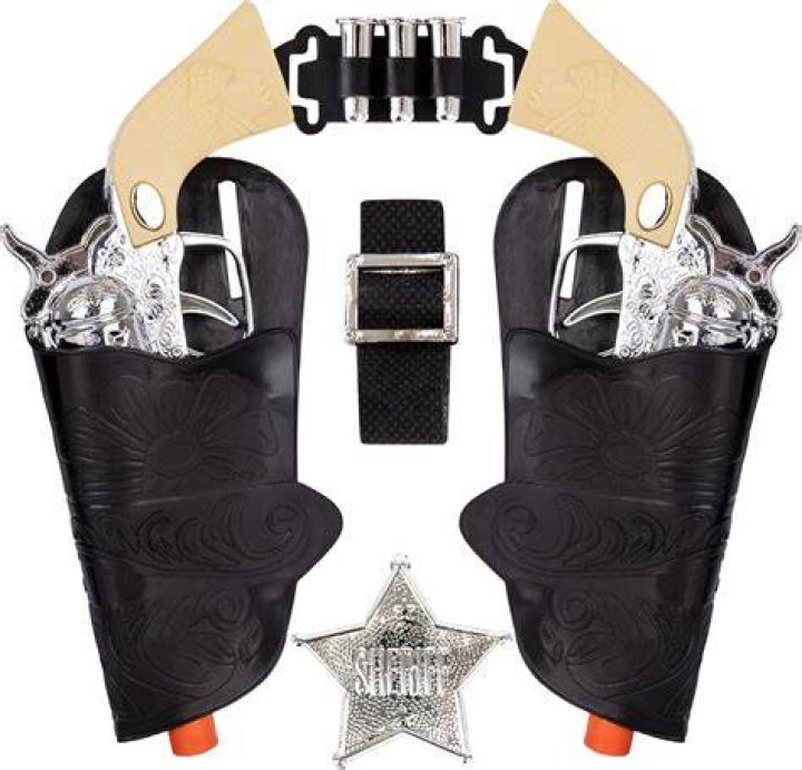 Two guns not displayed, even though twin holster crafted