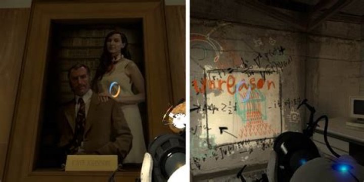 What are the connections between Portal series plot and Half-Life series plot?