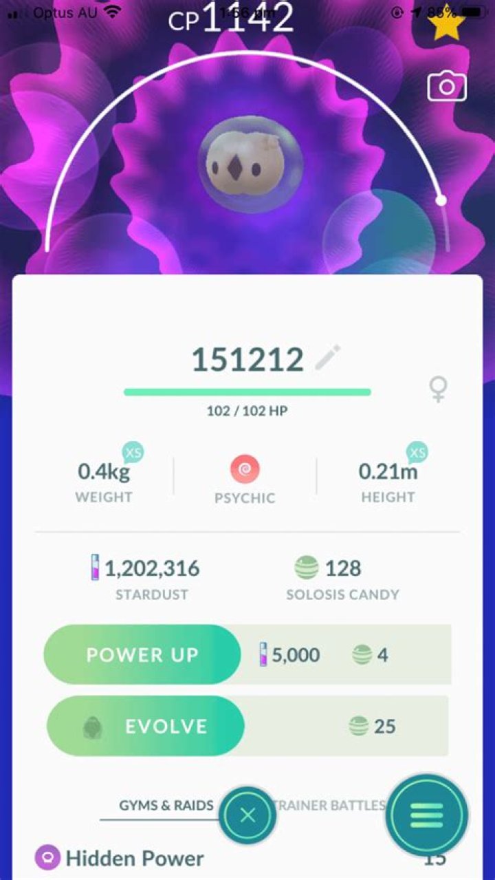 What determines a Pokemon's Hidden Power type in Pokemon Go?