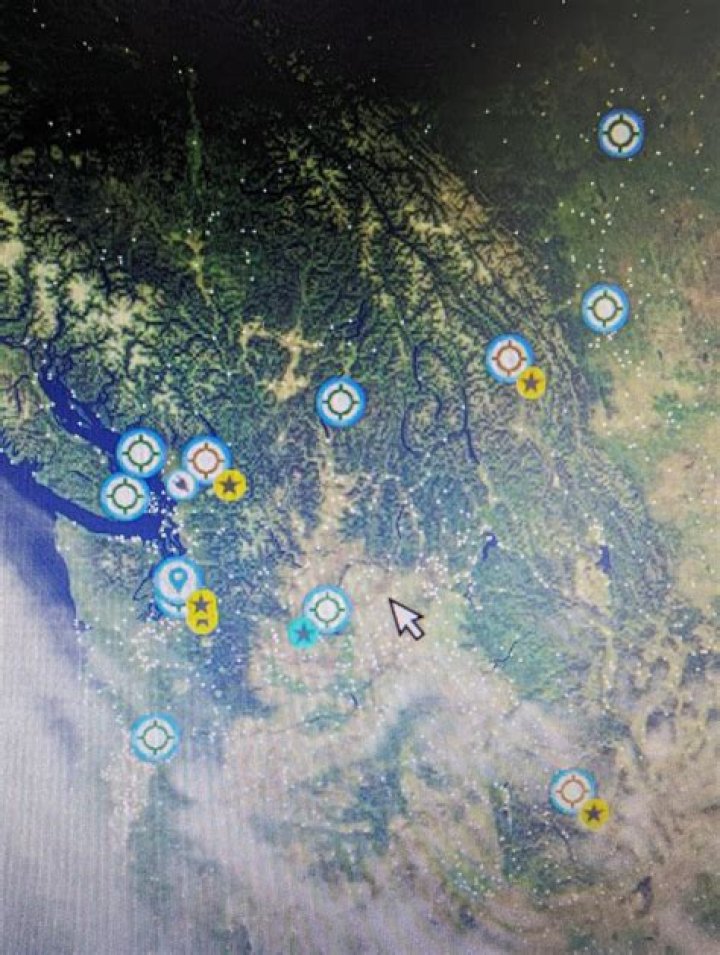What do the blue stars on areas mean?