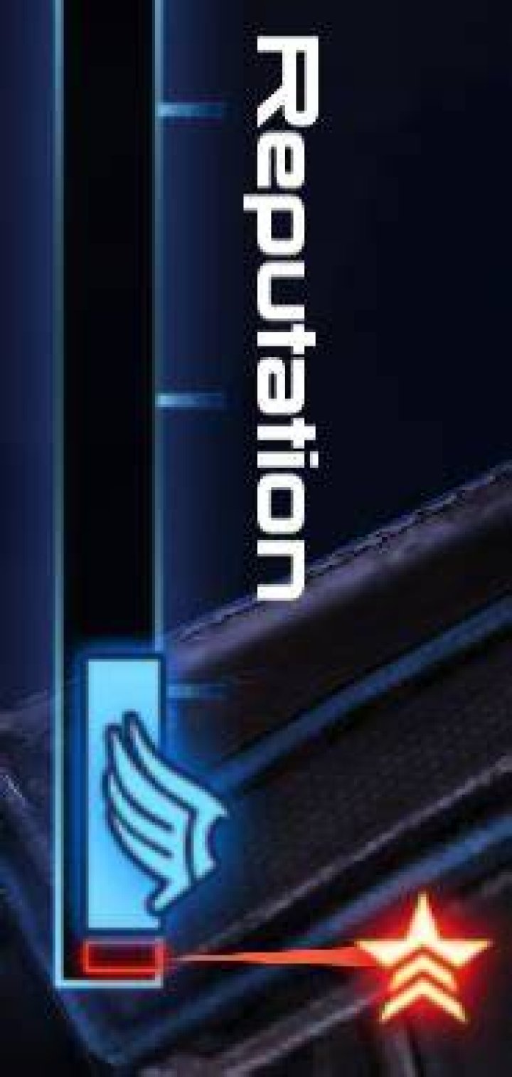 What is significance of the red star in the Reputation bar of the Squad screen?